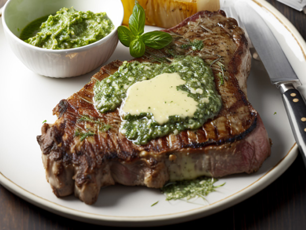 Grilled T Bone Steak With Pesto Butter Grilling Explained