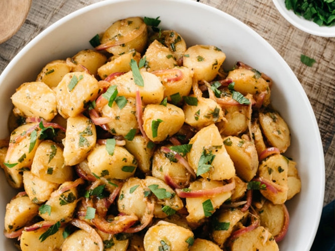 Grilled Potato Salad with basil Recipe