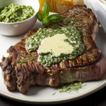 Grilled-T-Bone-Steak-with-Pesto-Butter