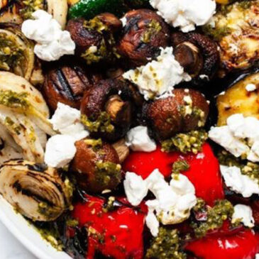 great-grilled-smoky-vegetables-with-avocado-and-goat-cheese-crumbles-recipe