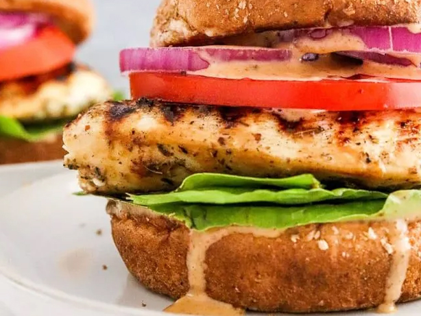 grilled-chicken-burgers-with-honey-mustard-glaze