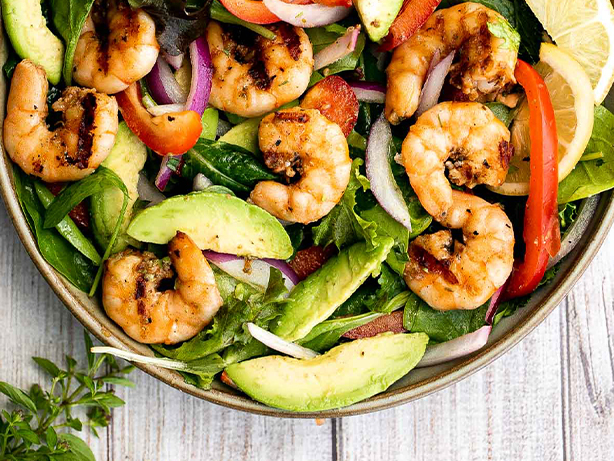 Grilled Shrimp Salad With Garlic-Lemon Vinaigrette | Grilling Explained