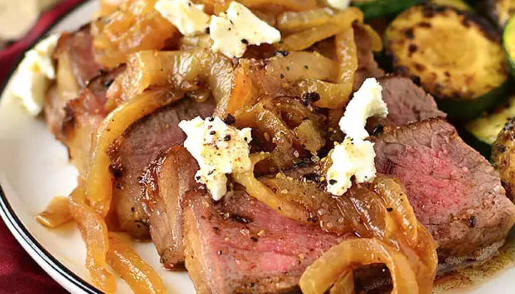 grilled-sirloin-steak-with-caramelized-onions