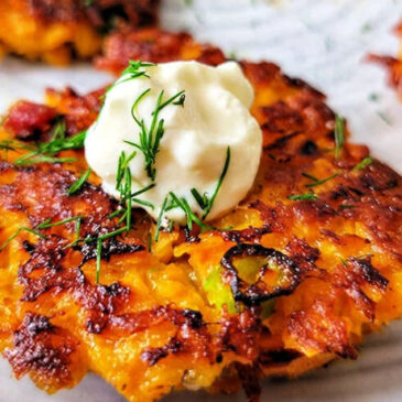 grilled-sweet-potato-fritters-with-creamy-dill-sauce