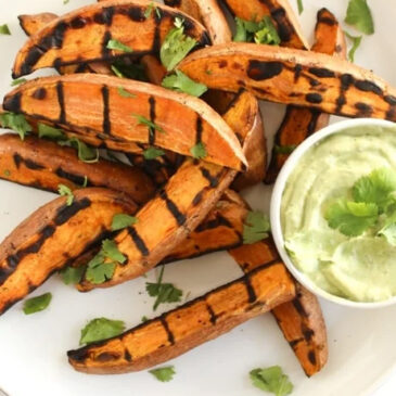Grilled Sweet Potatoes with Avocado-Cilantro Sauce | Grilling Explained